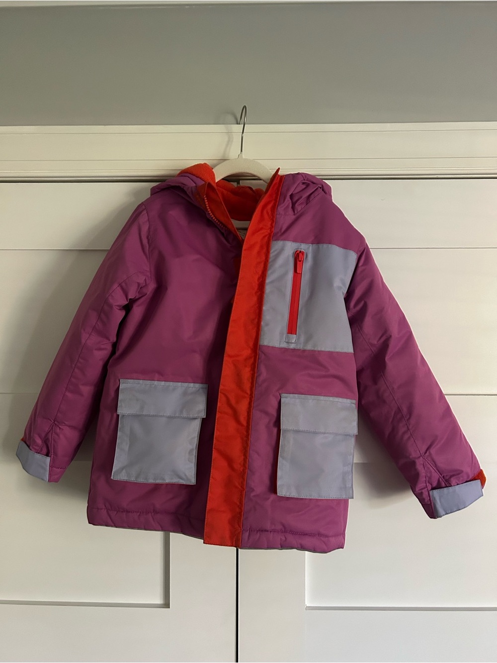 Hanna Andersson Kids Waterproof Hooded Winter Jacket - Purple with Orange Trim